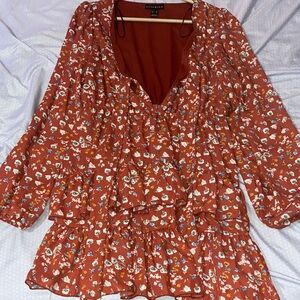 Floral ruffle long sleeve dress